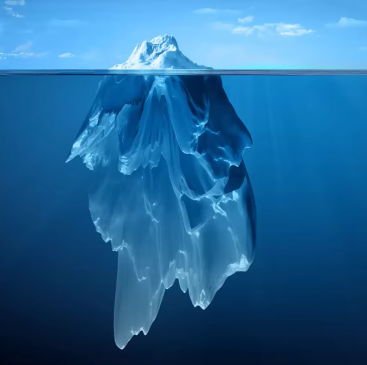 Picture of an iceberg with a huge part underwater